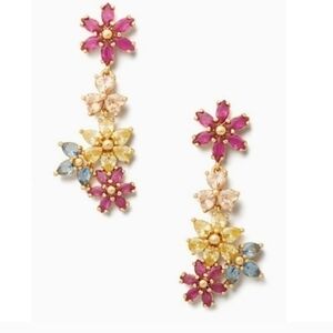 Kate Spade  New York Flower First Bloom Gold Linear Floral Dangle Earrings